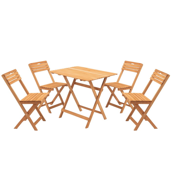 Hanah Home My004 Conjunto de Mesa y Sillas de Jardín de 5 Piezas en Madera de Haya Marrón Hanah Home My004 Conjunto de Mesa y Sillas de Jardín de 5 Piezas en Madera de Haya Marrón